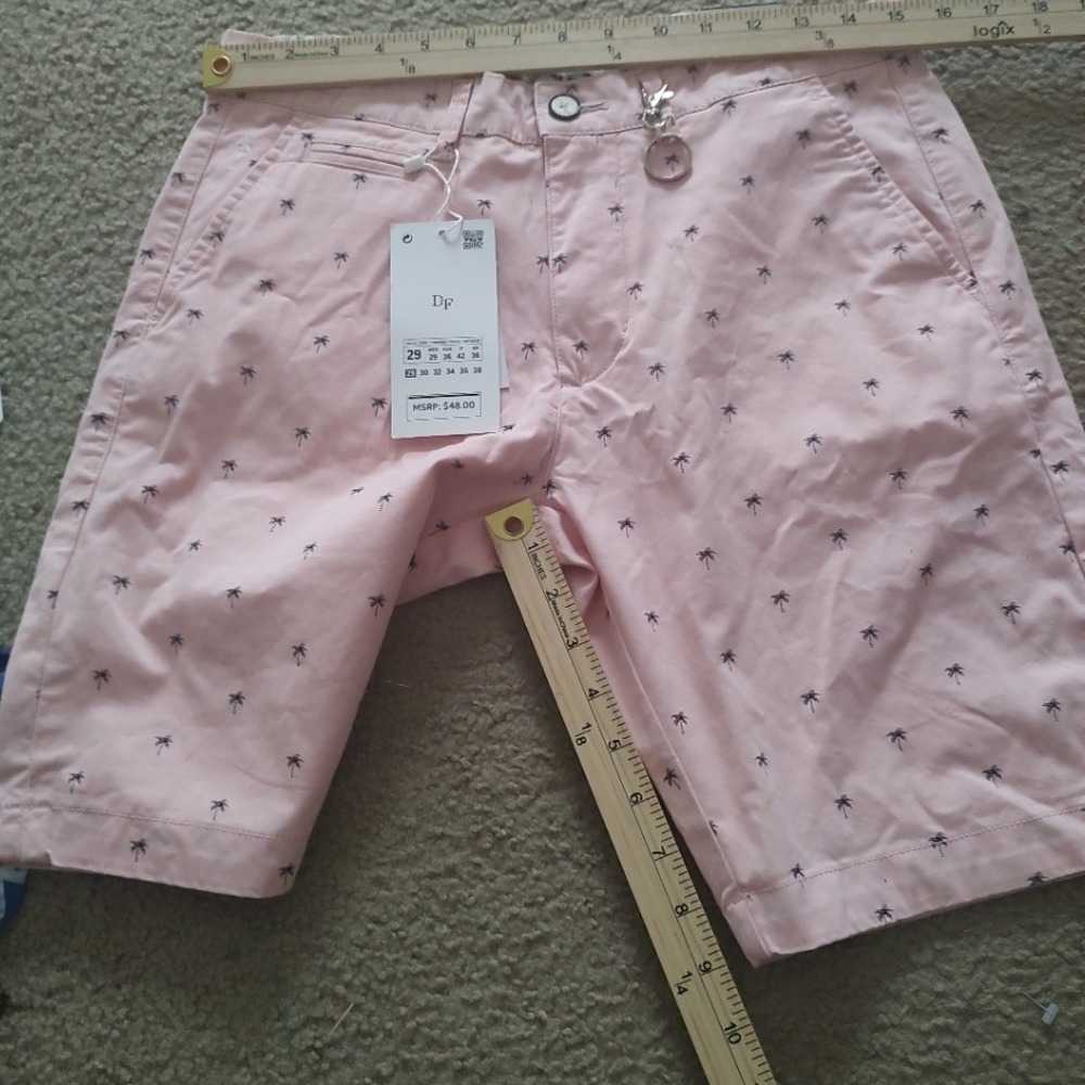 DENIM & FLOWER Women's Pink Palm Tree Print Stretch Shorts Size 29 MSRP 48‎